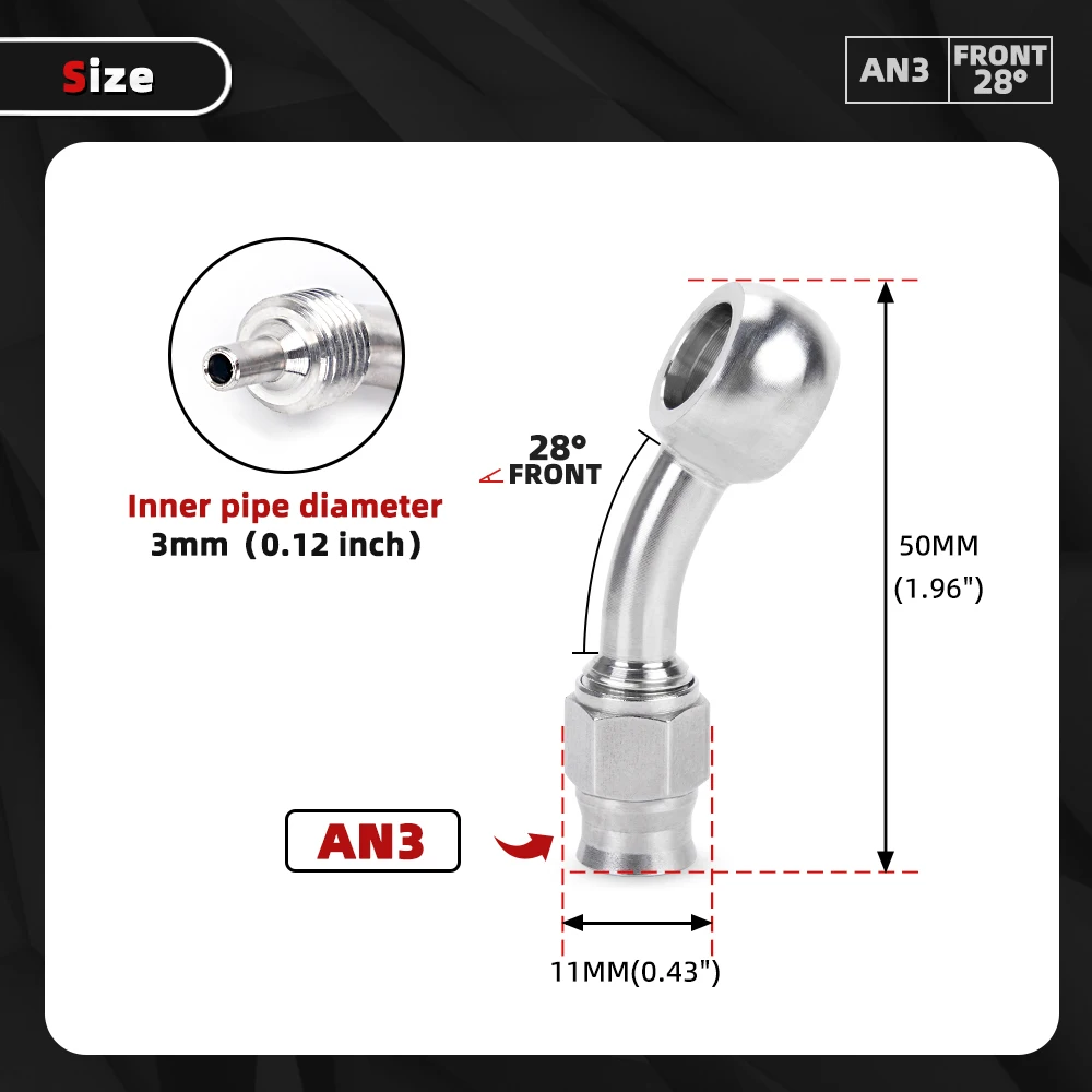 

RASTP-Наконечник шланга банджо из нержавеющей стали AN3 Мотоцикл Мотоцикл Гидравлический тормозной масляный шланг Фитинг банджо BJ02 HR071