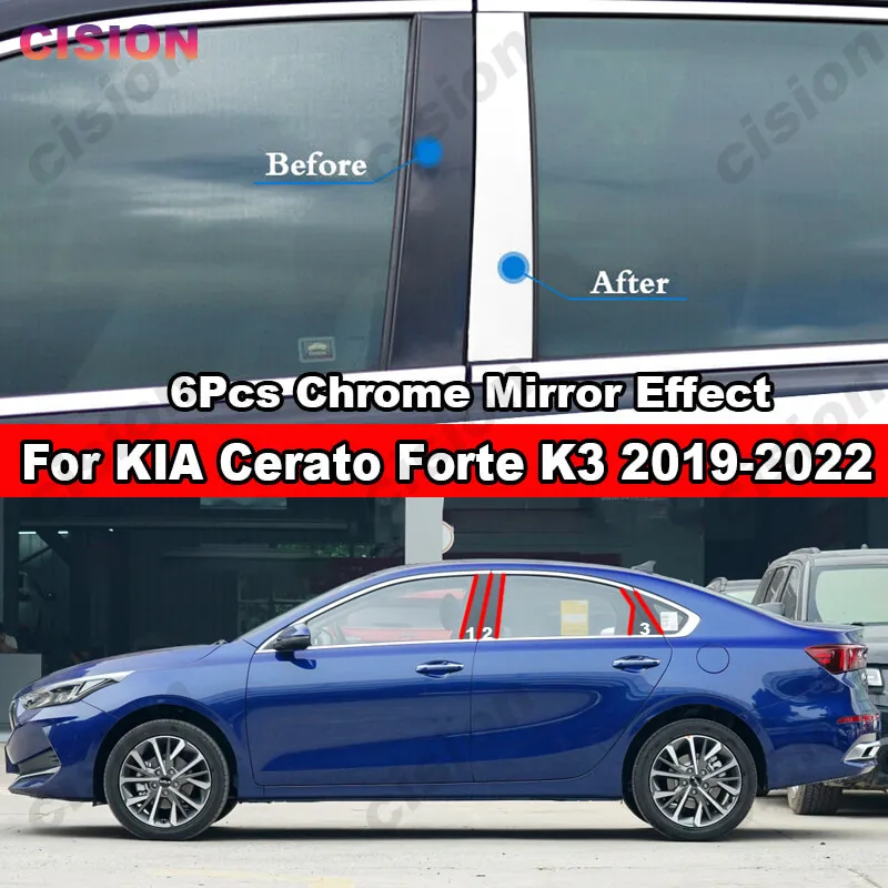 

Хромированная оконная дверная Колонка для KIA Cerato Forte K3 Sedan 2019-2022, B C, столбик столба, накладка, наклейка из нержавеющей стали, аксессуары