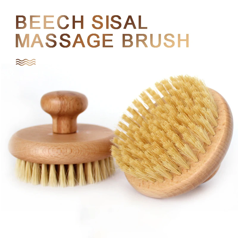 

Natural Round Shower Body Brush Beech Handle Calluses Remover Massage