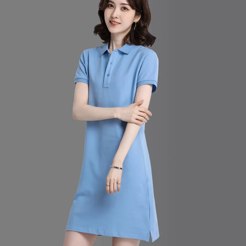 Женское платье 2024 популярная новинка облегающее поло с поясом хлопковое