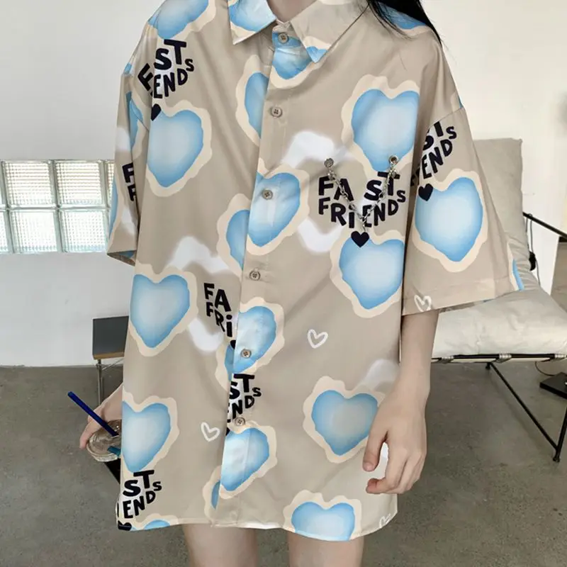 

Свободные летние рубашки Tide в стиле Харадзюку с коротким рукавом, женские модные шикарные футболки с принтом для отдыха, подходящие ко всем...