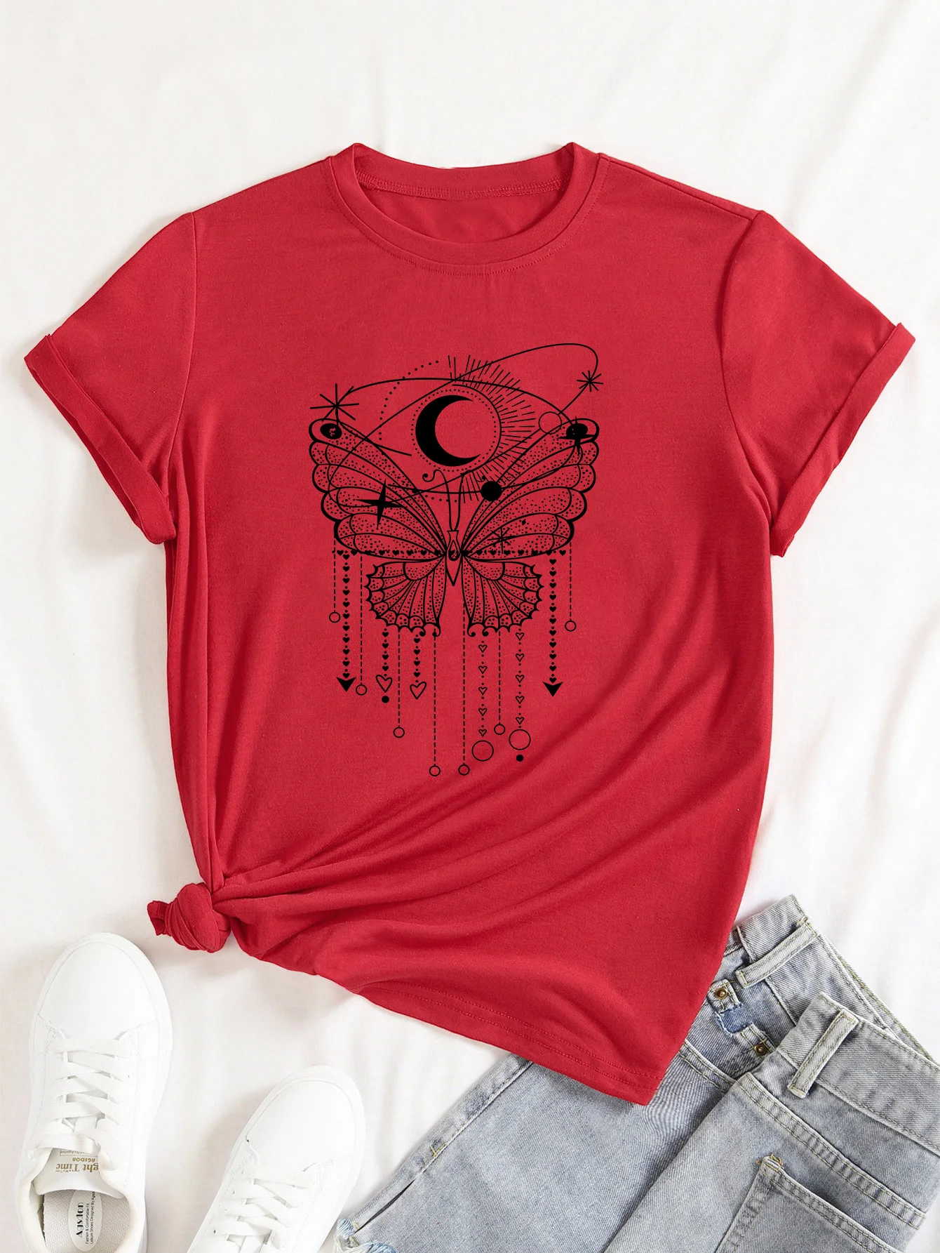 Хлопковая футболка унисекс с коротким рукавом в западном стиле