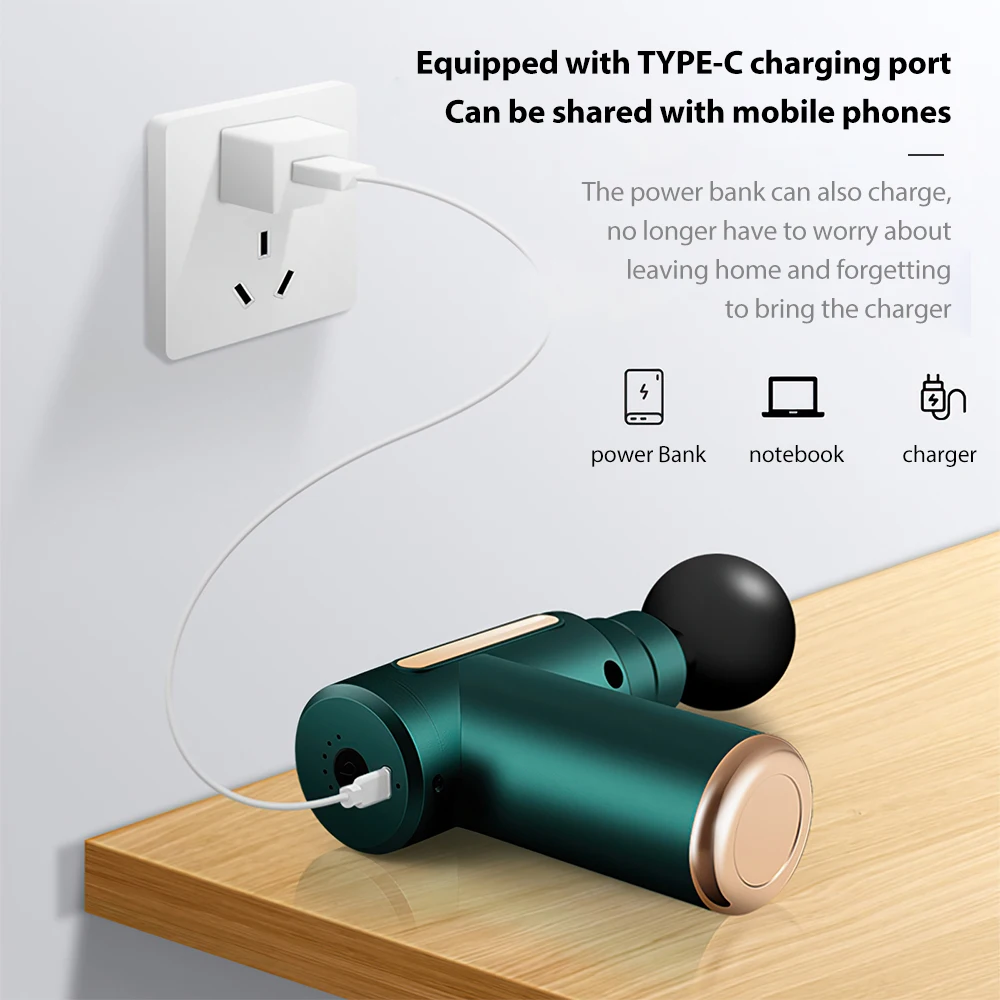 Высокоскоростной массажер для мышц с 4 режимами USB вибромассажер термопистолет