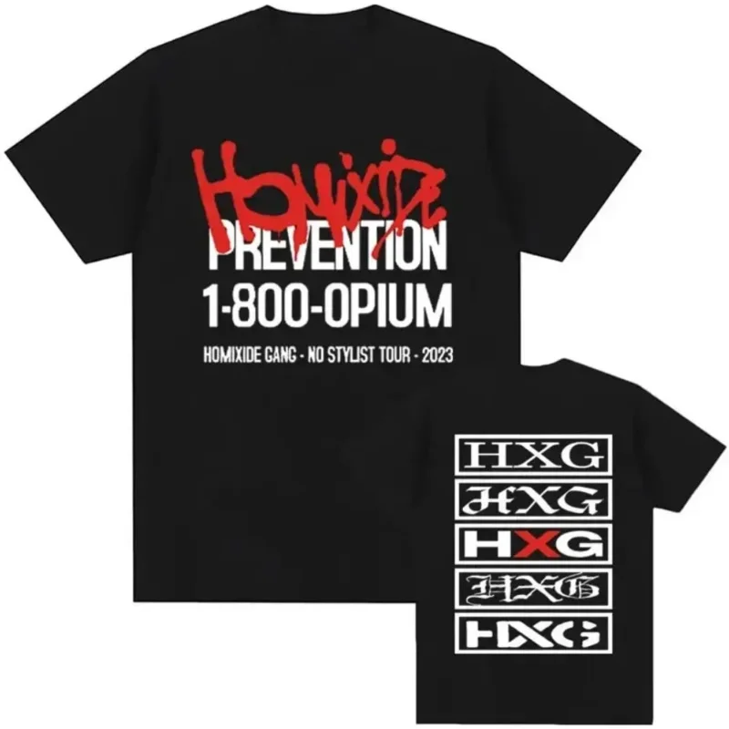 Фото Футболка Rapper homixide с графическим принтом, модная футболка унисекс в стиле хип-хоп, мужские повседневные хлопковые футболки оверсайз с коротким рукавом №5