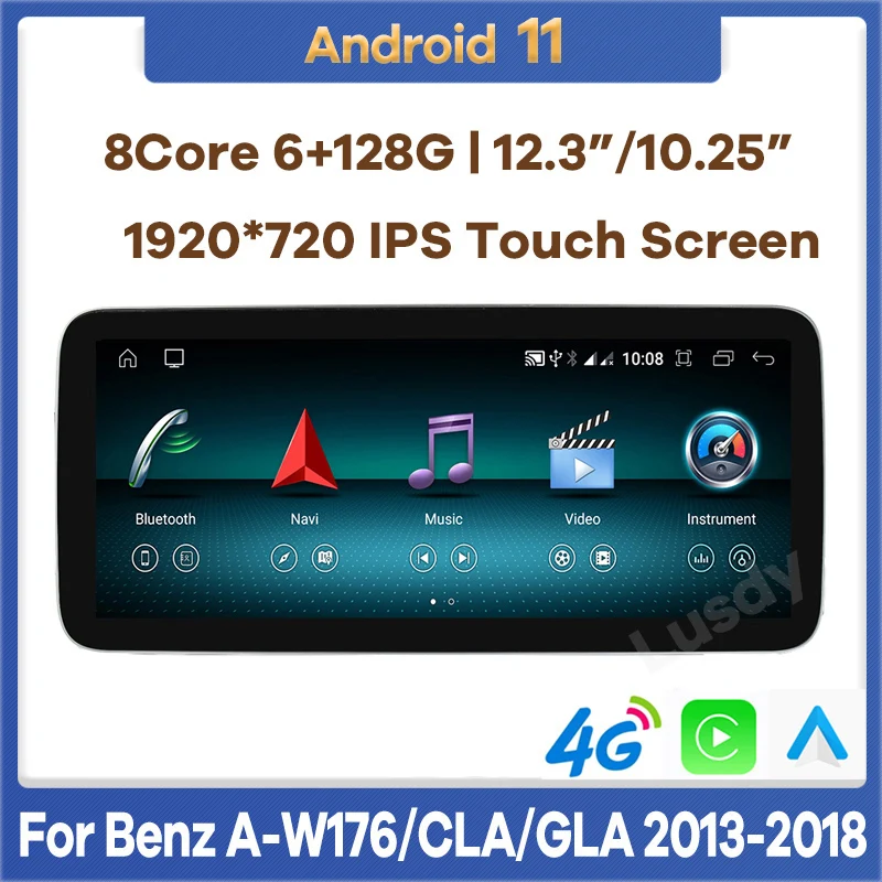 

6G+128G Android 11 Car Video GPS for Mercedes Benz A Class W176 GLA X156 CLA C117 2012-2018 Auto Radio Stereo CarPlay Screen 4G