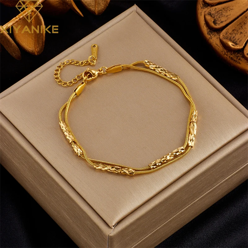

XIYANIKE 316L Stainless Steel Women's Bracelet Gold Color Chains Beads INS Fashion Personality Punk Creative Simple Jewelry Gift