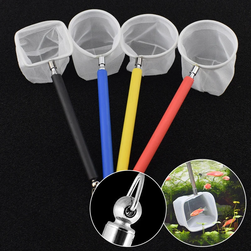 

Random Color Aquarium Retractable 3D Stainless Steel Fishnet Pocket Shrimp Catching Fish Tank Cleaning Net Round / Square Shape