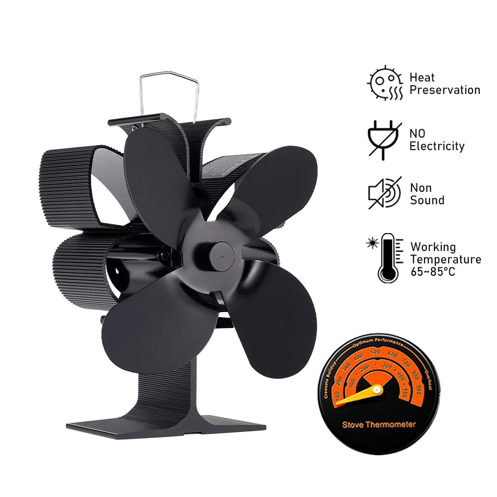 

4 Blades Heat Powered Stove Fan No Battery Required Fireplace Fan Log Wood Burner Eco Quiet Fan Heat Distribution Warm Winter