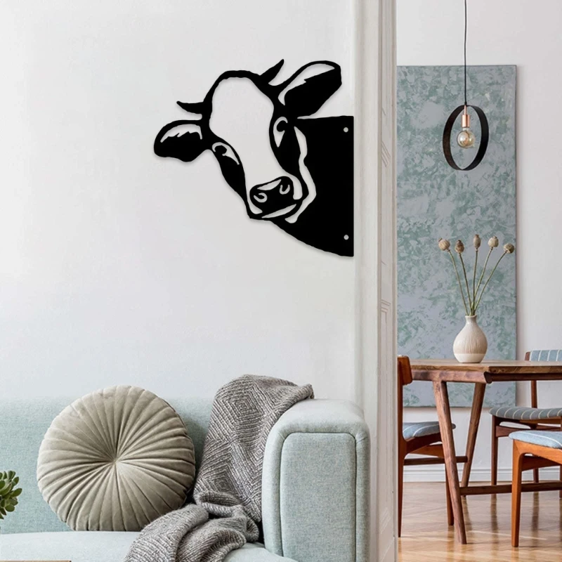 

Peeping Cow Metal Art Farm Garden Decoration Animal Wall Sculptures Ornaments for Outdoor Fence Yard Decoration Drop Shipping