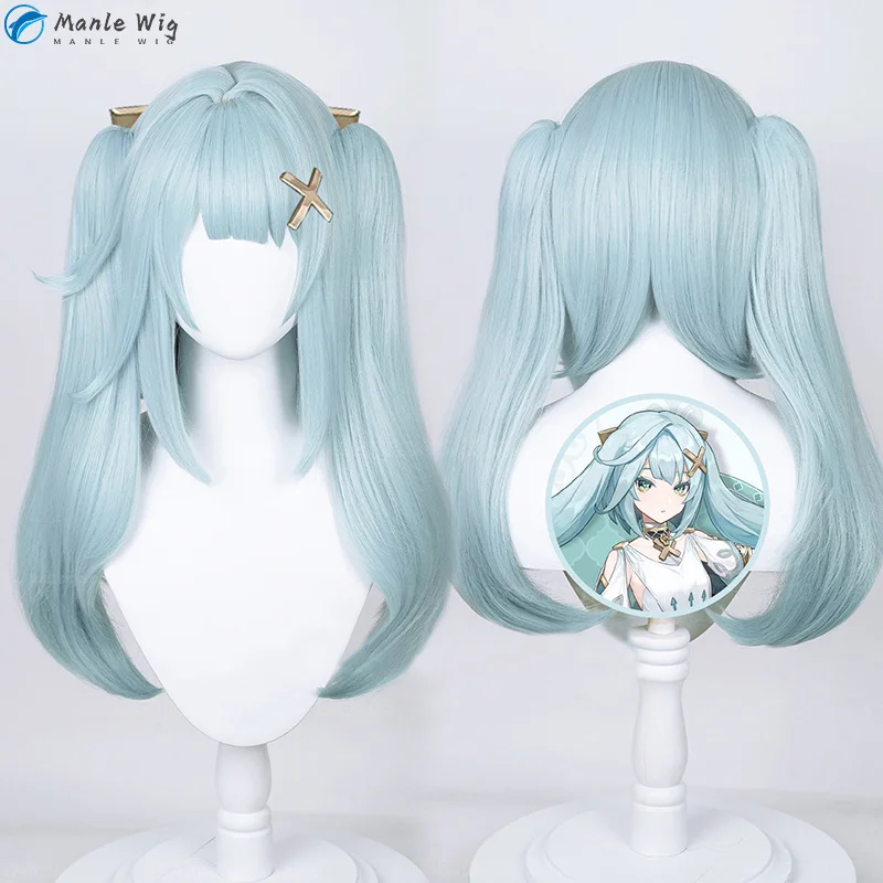 

Парик для косплея Faruzan Genshin из аниме «фарузан», термостойкие искусственные волосы с двойным хвостом синего цвета, для косплея