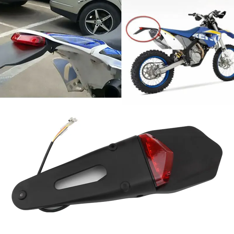 

Motorcycle Universal Fender 12V LED Black Red Rear Tail Stop Light For CRF YZ CR EXC WRF 250 450 Motocross License Plate Lamp