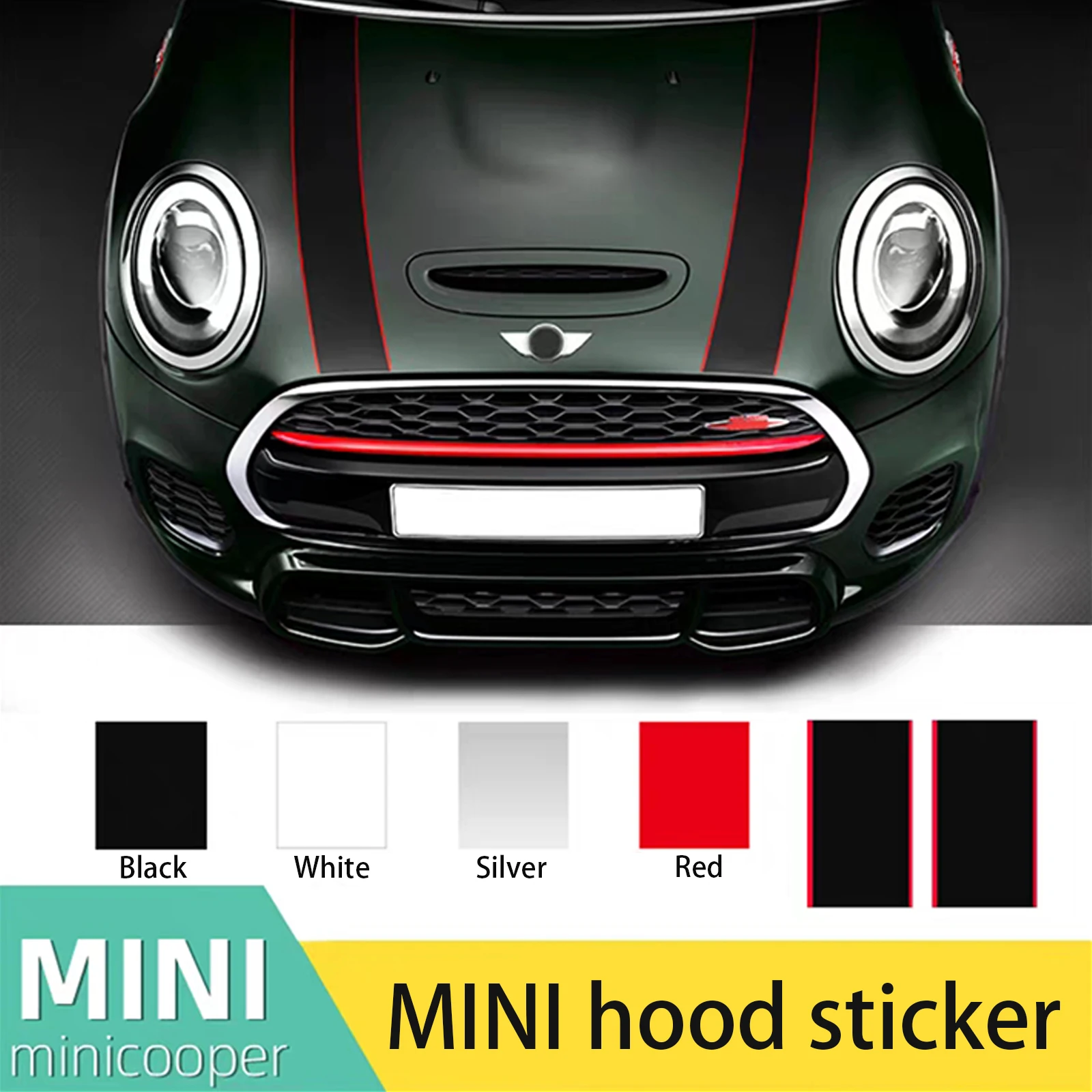 

For Mini Cooper S Car Hood Engine Rally Line Stickers And Decals Car-Styling JCW One F54 F55 F56 F60 R55 R56 R60 R61 R50 R52 R53