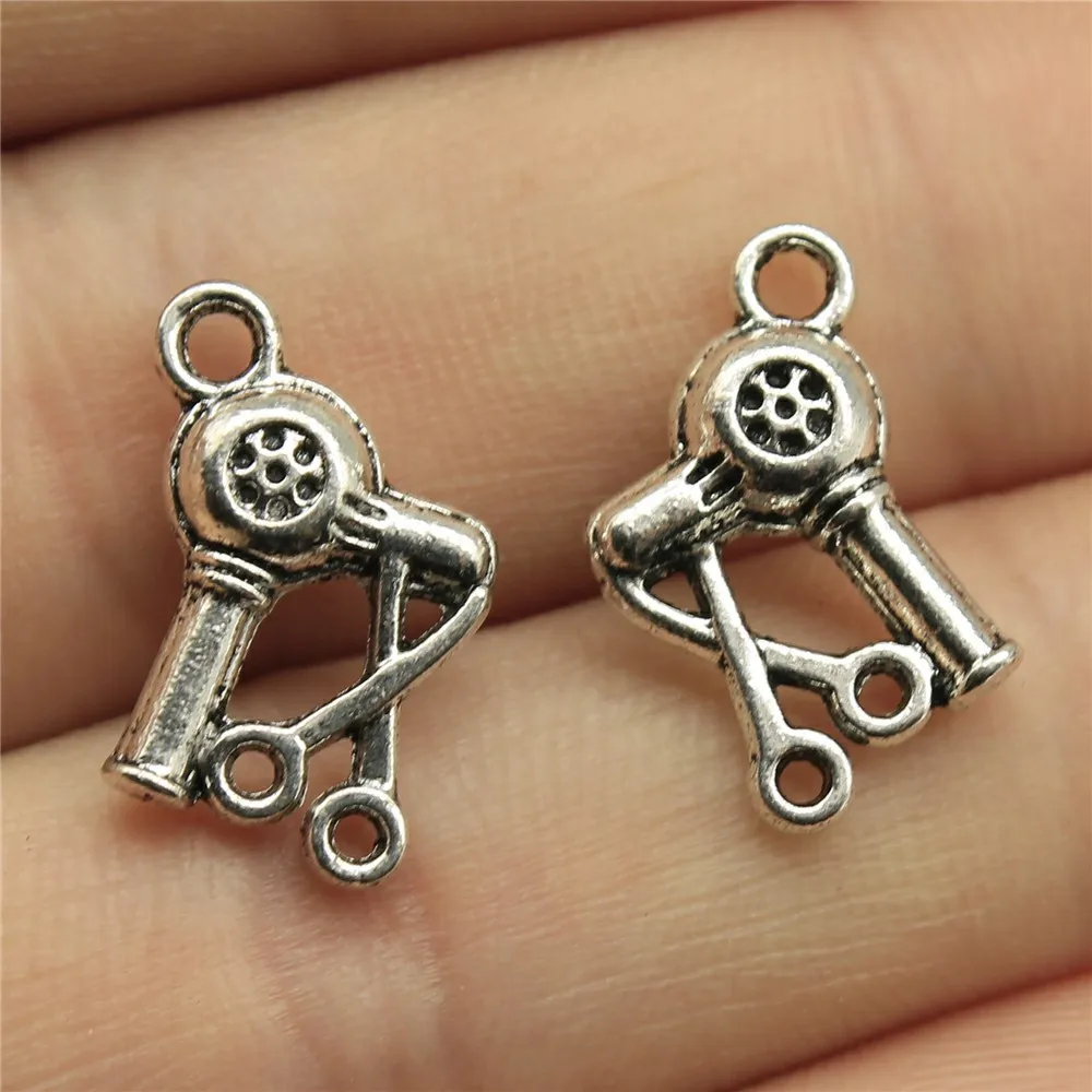 20 шт./лот подвески для парикмахерской фен ножницы 13*11 мм тибетские серебряные