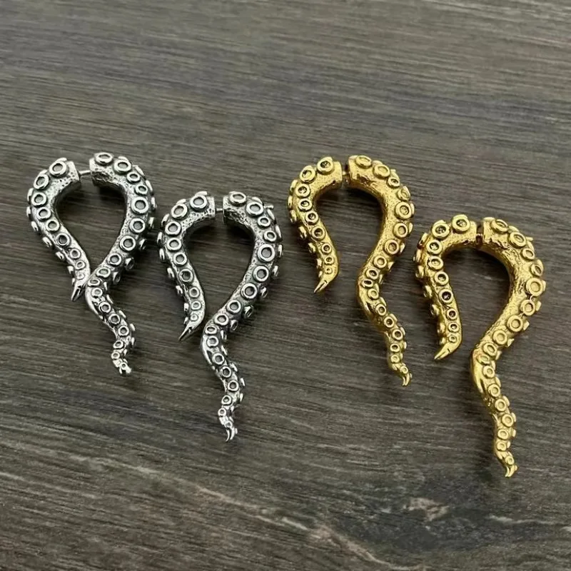 Серьги-гвоздики осьминоги цинковый сплав