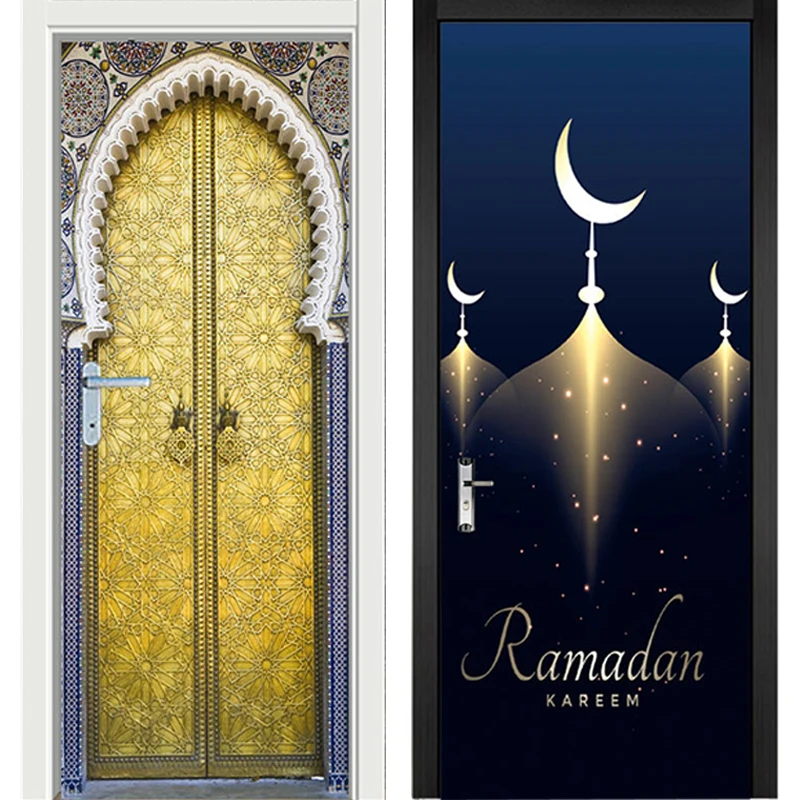 

3D Simulation Door Sticker PVC Decoration Wallpaper Multiple Patterns Optional DIY Decoration Convenient Adhesive Backing Design