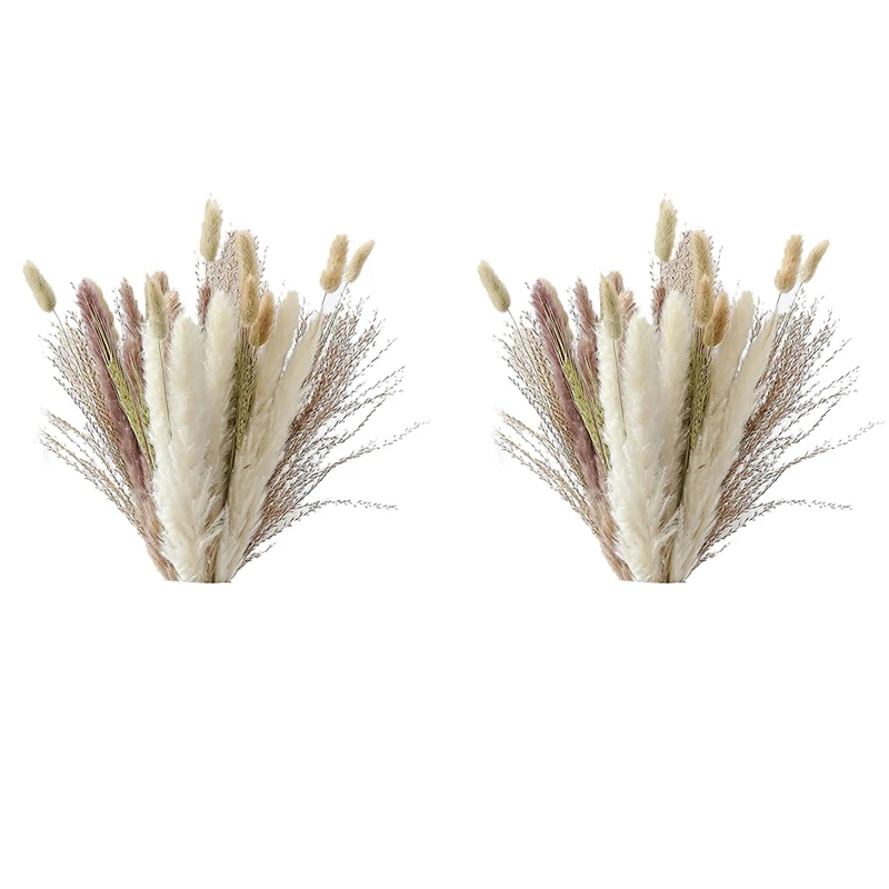 

Natural Pampas Grass Decor 80 Pieces, 45Cm Natural Dried White Bunny Tail Wheat Dust Pampas Grass Plant Boho Decor