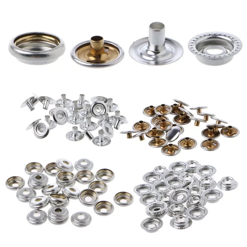 

100 Pcs Stainless Steel Fastener Snap Press Stud Cap Button Marine Boat Canvas