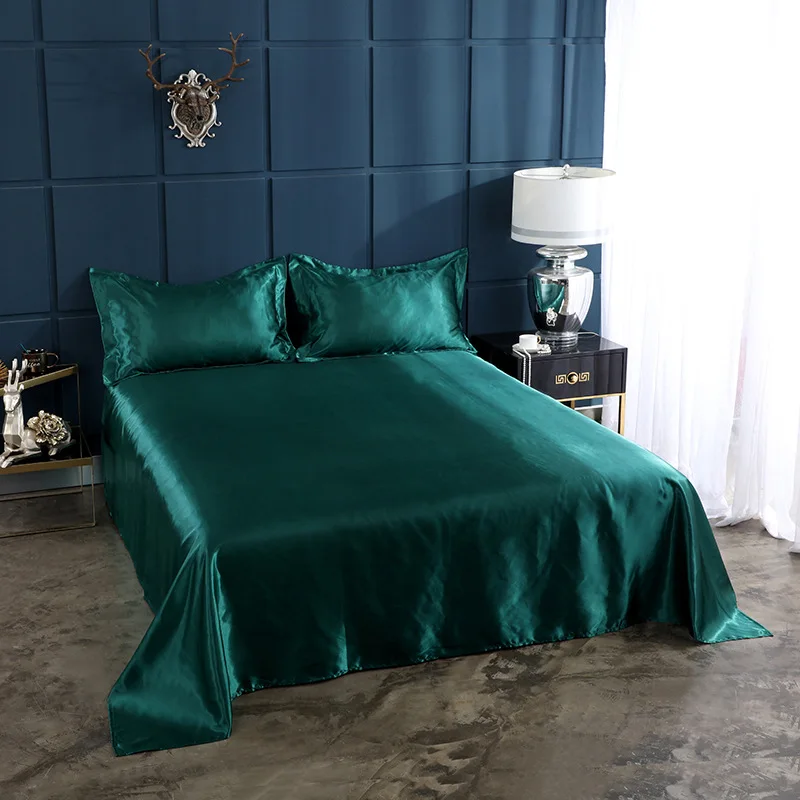 

High quality Satin Bed Sheet Set Luxury Home Queen Size Bed Sheets Set Soft Smooth Bedsheets Satins Bedsheet and Pillowcase