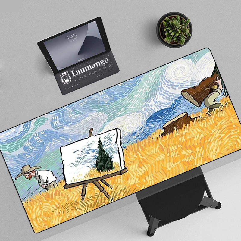 

Cute Hot Mats Custom Mouse Pad Large Pc Gaming Computer Van Gogh 900x400 Keyboard Desk Mat Office Carpet Big Extended Mousepepad
