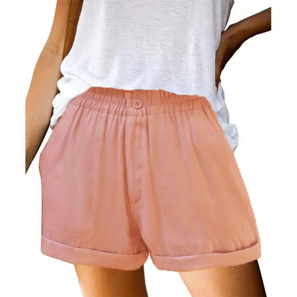 

Casual Stylish Baggy Summer Shorts Solid Color Lady Trousers High Waist for Sports