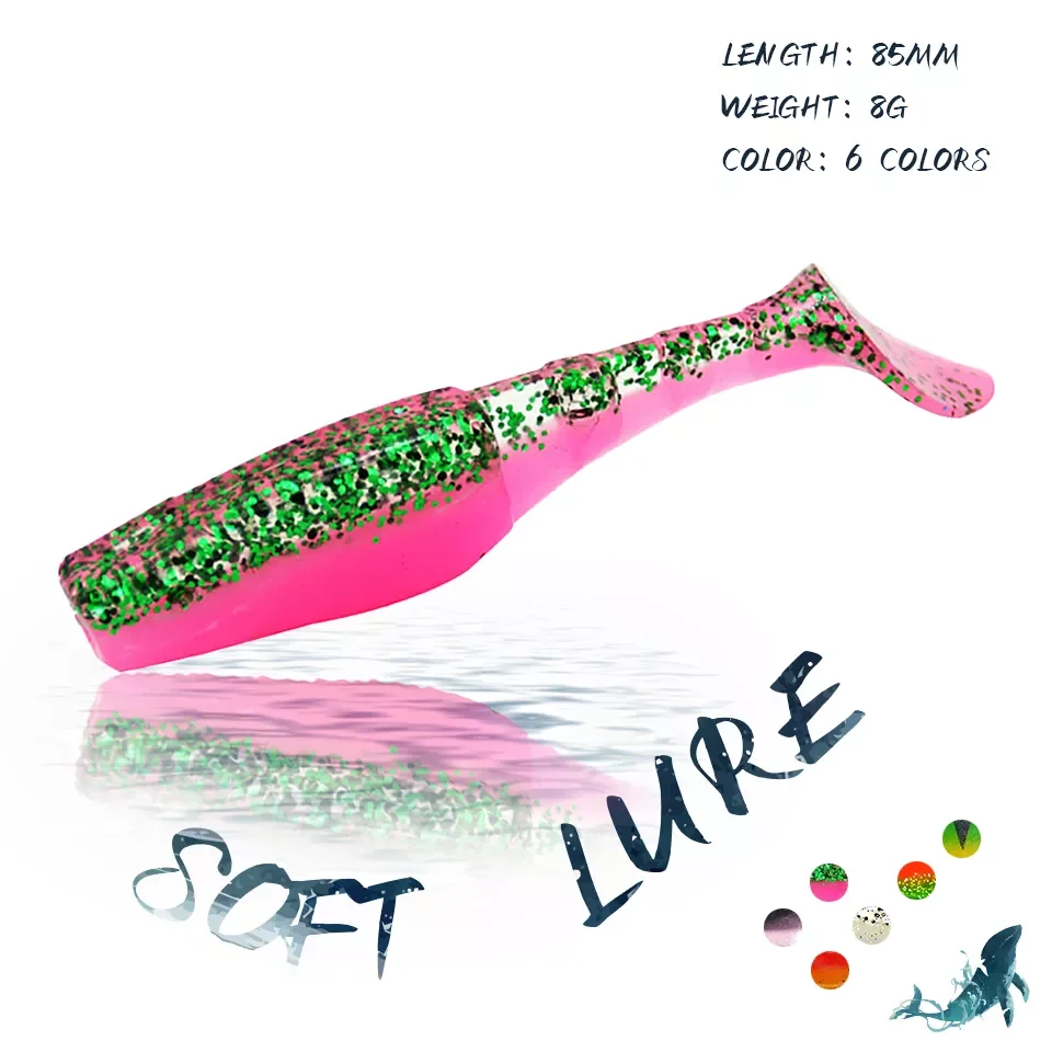 

4PCS/Lot 85mm/8g Two-color Soft Fishing Lure Silicone Artificial Baits Multi-Section Fishing Accessories Tackle Tools