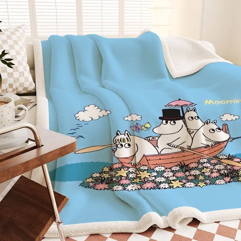 Фото Плотное теплое одеяло Moomin: мягкий плед для офиса, дневного сна, осени и зимы, утолщенное одеяло для повседневного использования №5