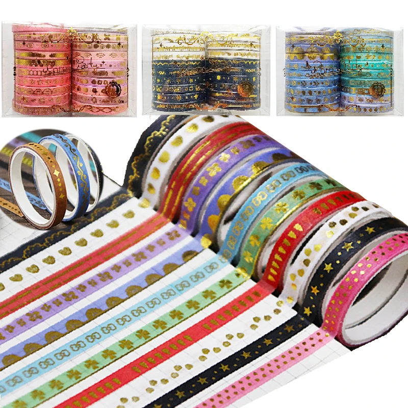 

Superfine Pet Gilding Washi Tape Manual Account Border DIY Decor Scrapbooking Sticker Christmas Paper Gift Washi Tape Set Grid