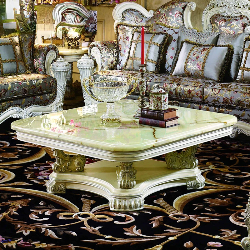 

European solid wood tea table Palace luxury French living room Villa Tea table Carved tea table Customized