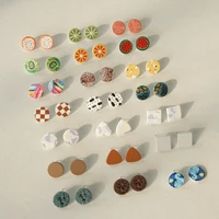 3 pairs bohemian acrylic series colorful geometric designer jewelry cute fruit vacation seaside beach dangle earrings collection