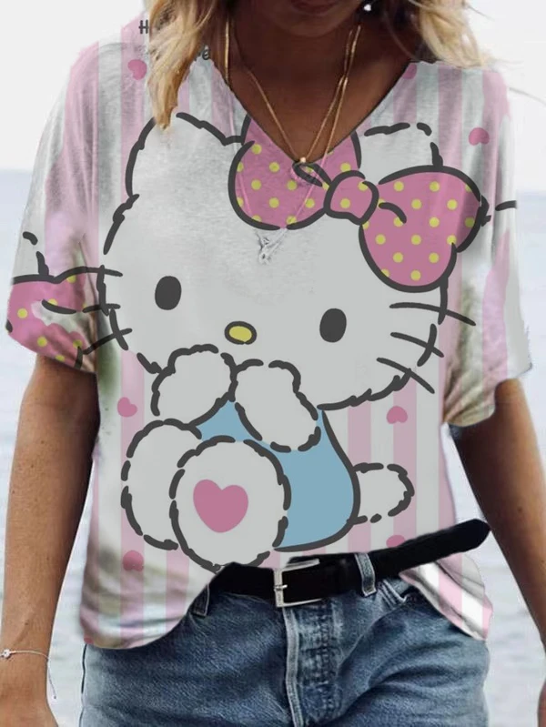 

Team Bride Bachelorette Wedding Party Ladies Hello Kitty T Shirt Casual Ladies Basic V Neck Pink Short Sleeve T Shirt Girls