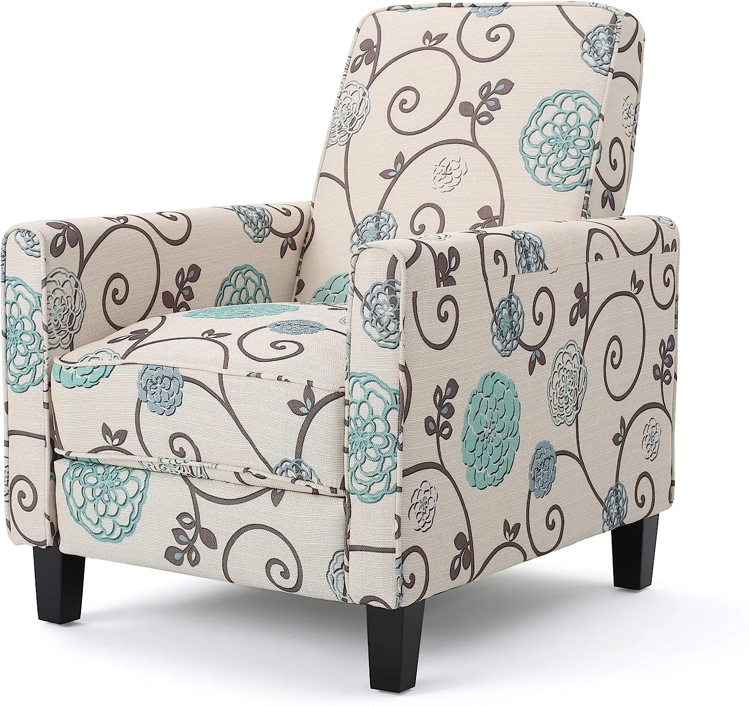 

White and Blue Floral Fabric Recliner