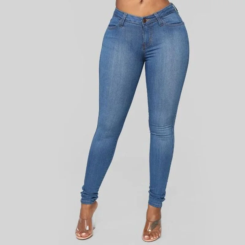 

High Street Women Pockets Jeans High Waist Plus Size Jeans High Elastic Stretch Jeans Washed Denim Skinny Pencil Pant Oversized