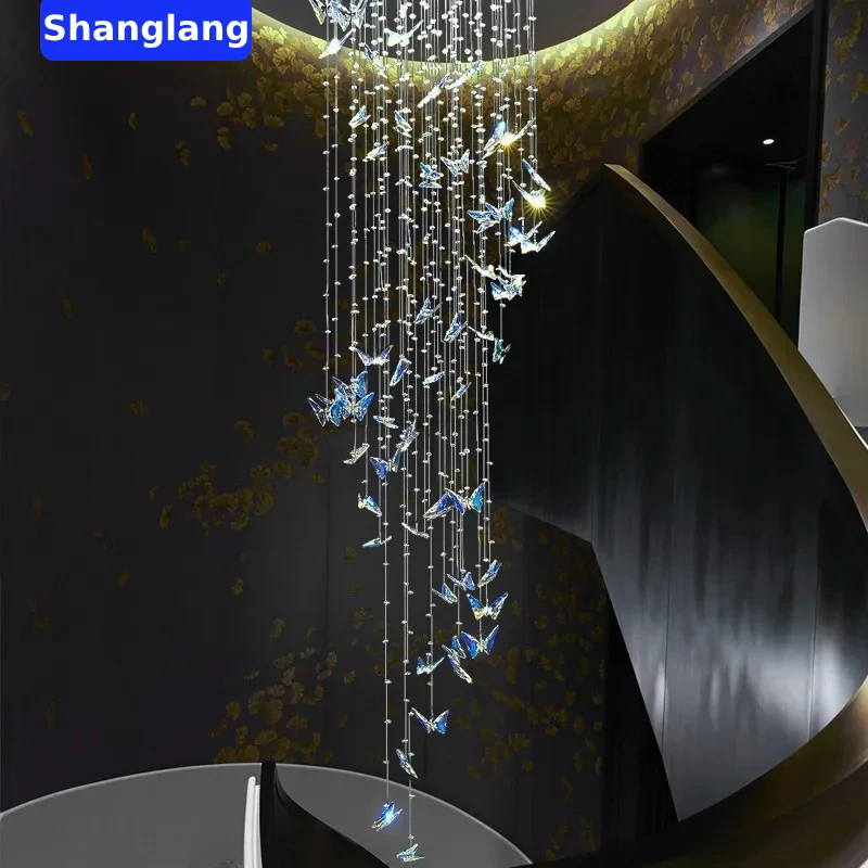 Современная хрустальная люстра-бабочка K9 высокий Потолочный подвесной