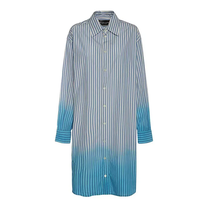 

SuperAen 2022 весна/осень с отложным воротником полностью прямое Повседневное Платье До Колена в полоску для женщин