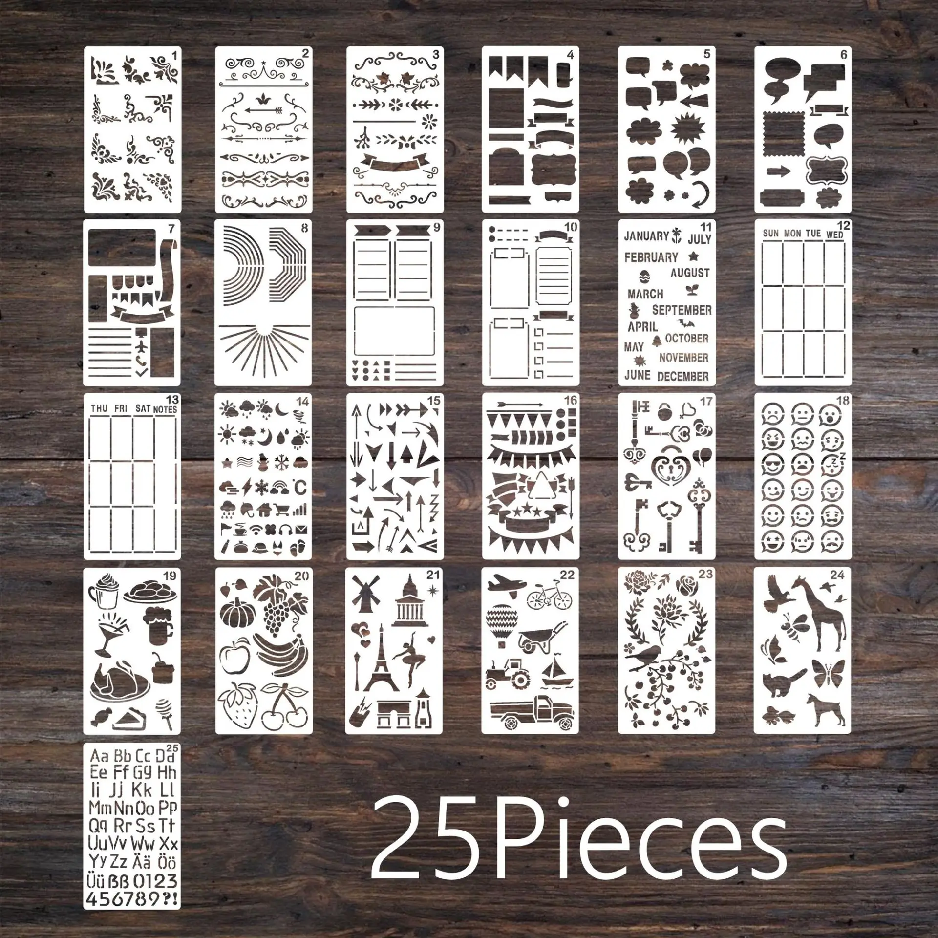 25 шт./партия, трафареты для ежедневного дневника, 17 х10 см