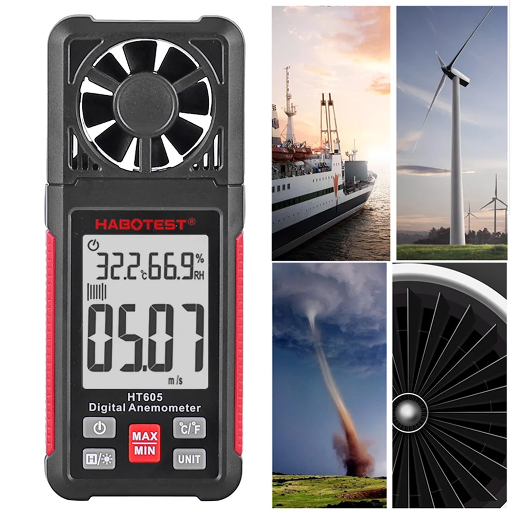 

HT605 Digital Anemometer Portable High-Precision Air Volume Tester Wind Speed Meter Handheld Measuring Wind Speed Tools