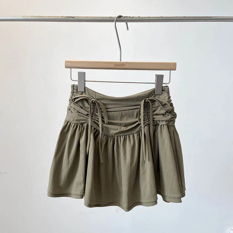 Юбка женская трапециевидная на шнуровке повседневная короткая юбка в