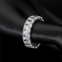 925 sterling silver ring full diamond emerald cut moissanite ring rectangular hip hop luxury jewelry designers women jewelry