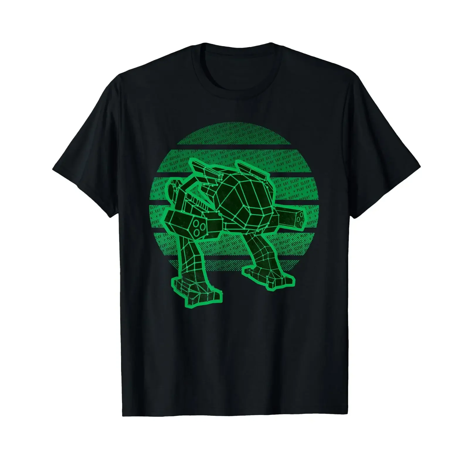 Фото Футболка Mecha T Shirt Mech Walker в стиле ретро, для геймеров, в стиле научной фантастики, винтажная, с эффектом потертости, дизайнерская одежда, уличная мода, универсальная, эластичная, мягкая. №1