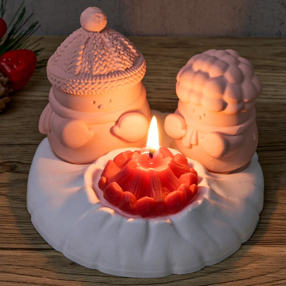 Силиконовая форма в виде снеговика подсвечника для творчества