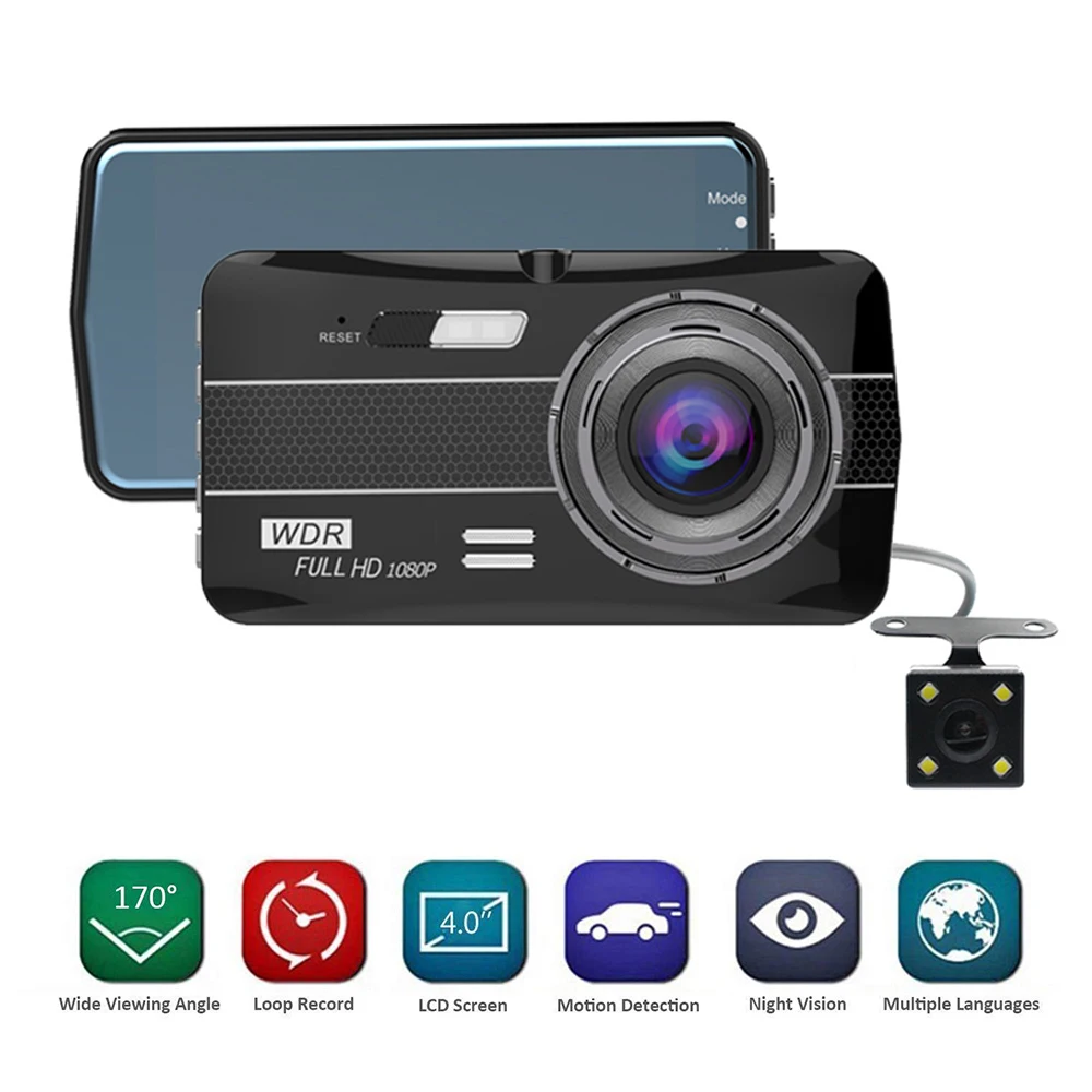 

Car DVR Dash Cam Video Recorder Rear View Dual Lens 1080P Full HD Vehicle Camera Cycle Recording Night Vision G-sensor Recorder