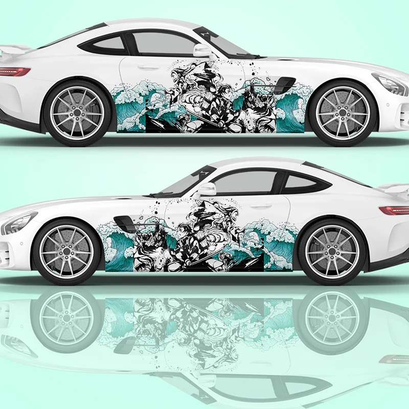 

Demon Slayer Anime Vehicle Livery Sticker Manga Themed Side Car Sticker Cast Vinyl Sticker Universal Size Packing Sticker