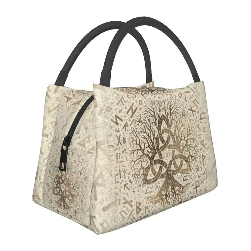 

Портативный Ланч-бокс с изображением дерева жизни Triquetra и Futhark, термоохладитель, пищевая изолированная сумка для обедов, больничный офисный пинический контейнер