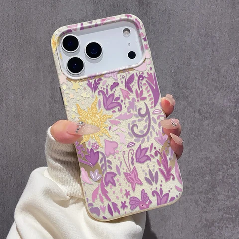 Мягкий чехол в стиле ретро с цветочным принтом для iPhone 17 Pro Max Чехлы для iPhone 11 15 12 13 14 Pro Max Чехол 17 Air 17proMax Задняя крышка Funda Bumper