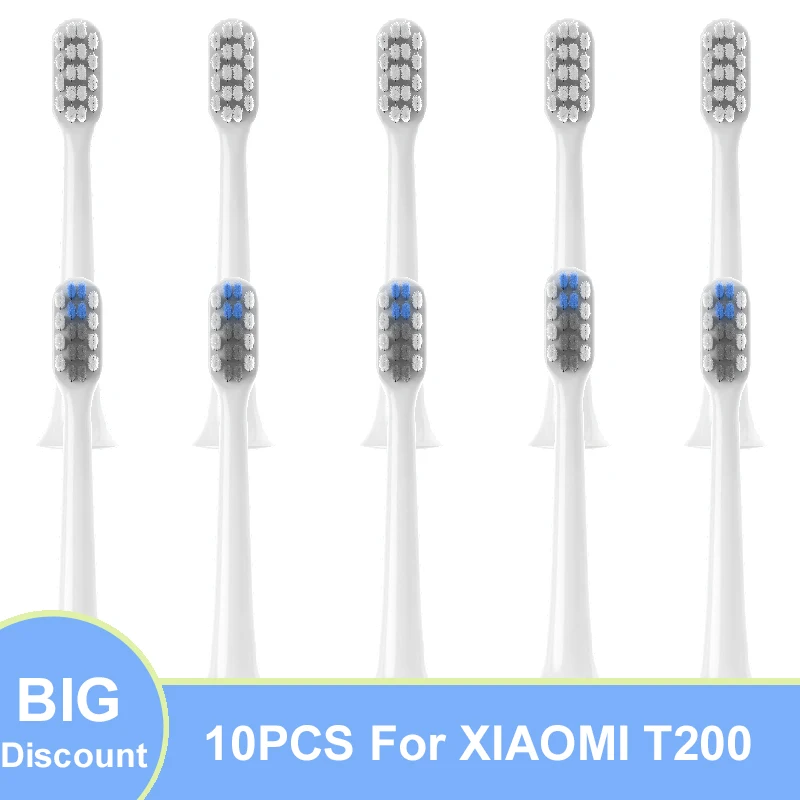 10pcs Replacment Brush Heads for XIAOMI T200 Whitening Soft Vacuum DuPont Bristle Suitable Nozzles Sonic Electric Toothbrush