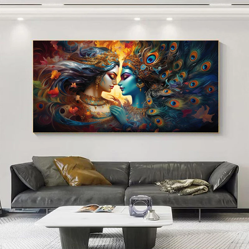 1 шт. абстрактные постеры и принты Radha Krishna Настенная картина для гостиной