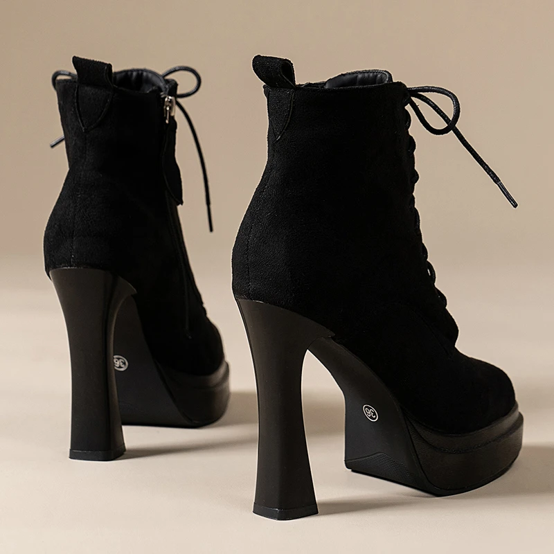 Женские ботильоны на высоком каблуке массивная обувь платформе трендовые