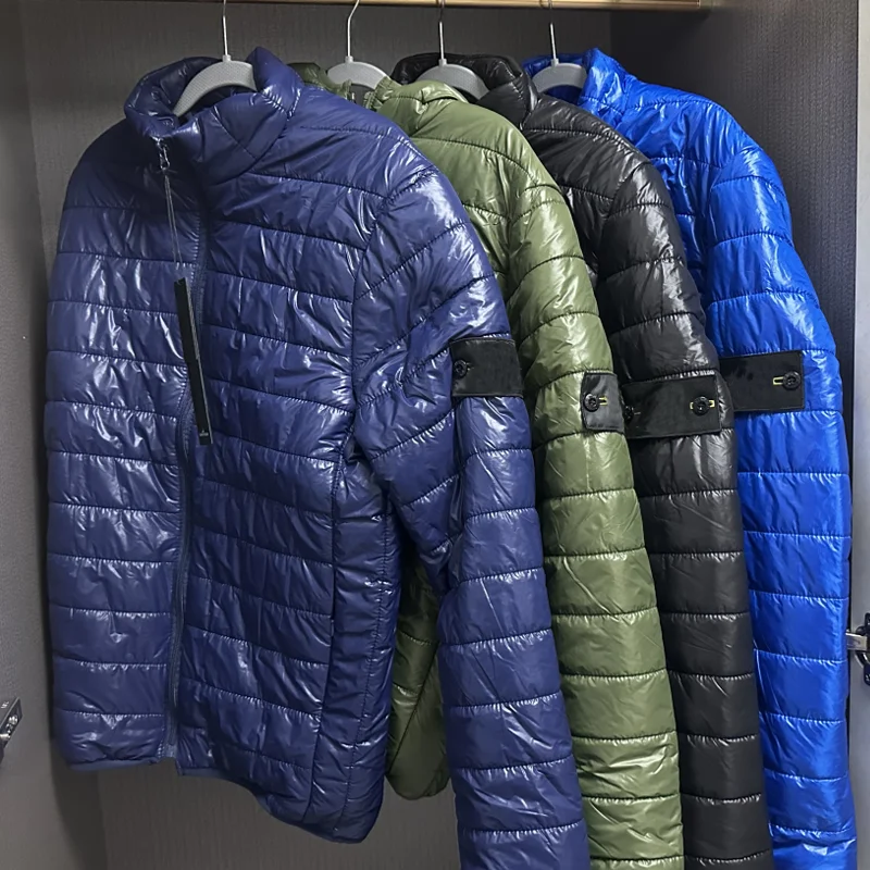 

2023 New Big Size Autumn Winter Light Puffer Jacket Stone Men Trend Hooded Ultra-thin Lightweight Youth Warm Coat Down Jack