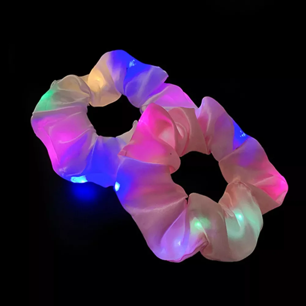 

LED Luminous Hair Bands Scrunchies Women Girls Headwear Hair Rope Simple Wrist band Rings Rubber Band Hair Accessories
