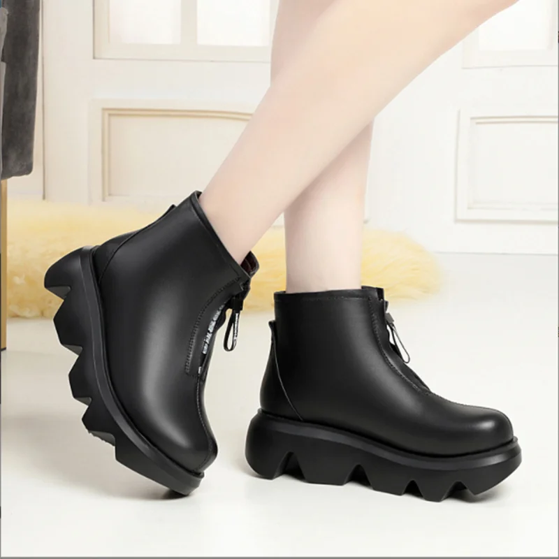 AIYUQI Women Winter Shoes Boot Platform 2023 New Genuine Leather Women Marton Boots Fashion Natural Wool Warm Women Ankle Boots